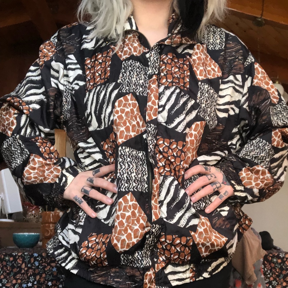 Westbound Vintage Animal Print Windbreaker